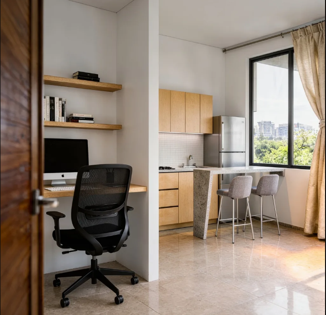 cocina y estudio